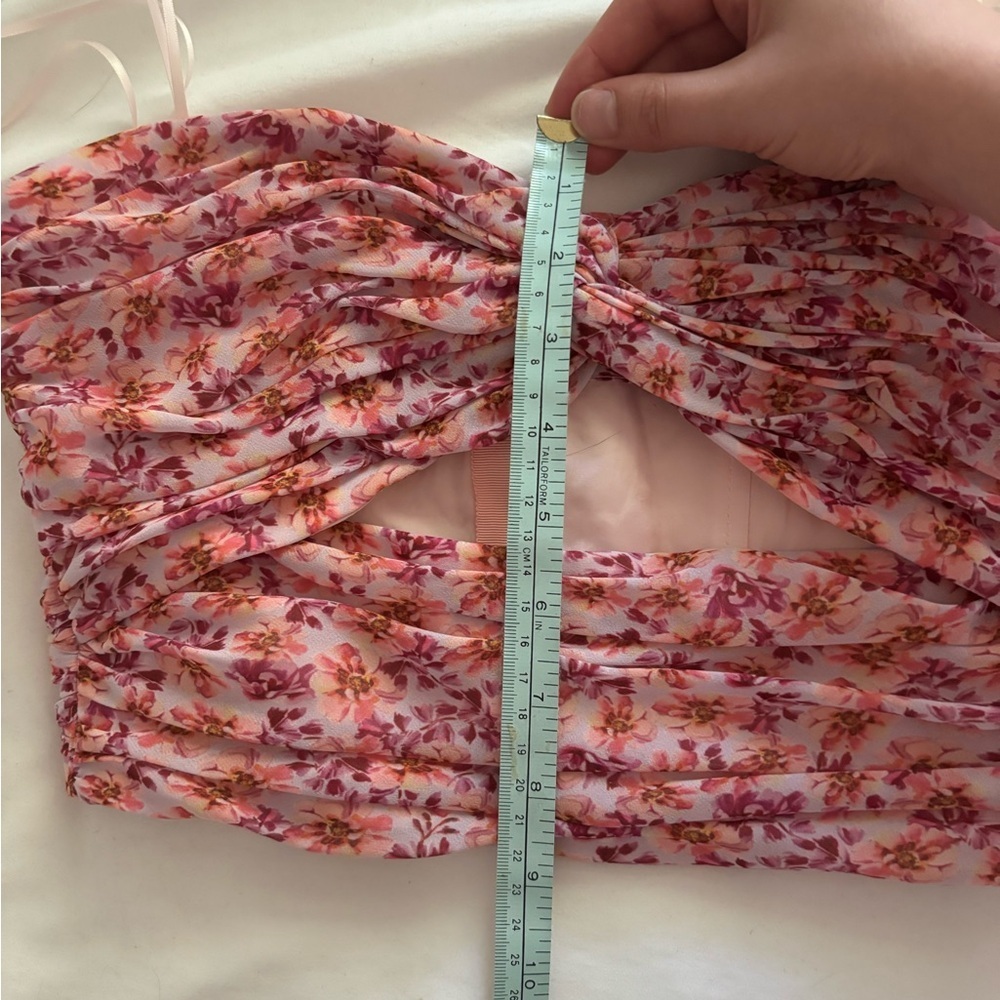 AMUR Floral Pink Cropped Bustier Top - Picture 6 of 6